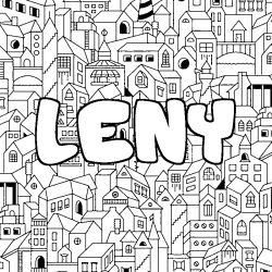 Coloriage prénom LENY - décor Ville