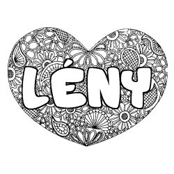 Coloriage pr&eacute;nom L&Eacute;NY - d&eacute;cor Mandala coeur