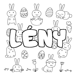 Coloriage pr&eacute;nom L&Eacute;NY - d&eacute;cor Paques