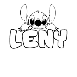 Coloriage prénom LÉNY - décor Stitch