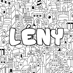 Coloriage pr&eacute;nom L&Eacute;NY - d&eacute;cor Ville