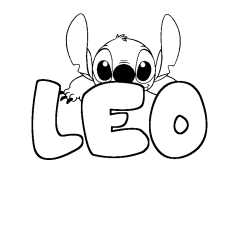 Coloriage prénom LEO - décor Stitch