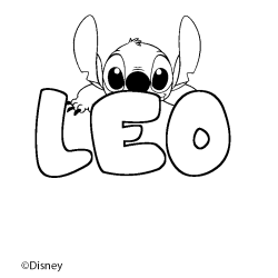 Coloriage pr&eacute;nom LEO - d&eacute;cor Stitch