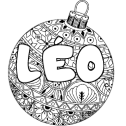 Coloriage pr&eacute;nom L&Eacute;O - d&eacute;cor Boule de No&euml;l