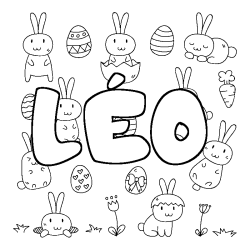 Coloriage pr&eacute;nom L&Eacute;O - d&eacute;cor Paques