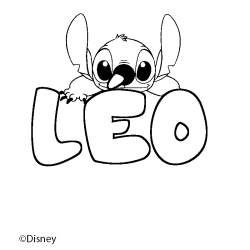 Coloriage pr&eacute;nom L&Eacute;O - d&eacute;cor Stitch