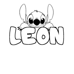 Coloriage prénom LEON - décor Stitch
