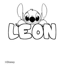 Coloriage pr&eacute;nom LEON - d&eacute;cor Stitch