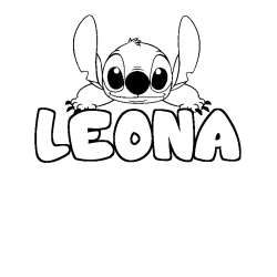 Coloriage prénom LEONA - décor Stitch