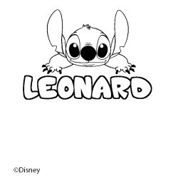 Coloriage pr&eacute;nom LEONARD - d&eacute;cor Stitch