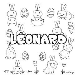 Coloriage pr&eacute;nom L&Eacute;ONARD - d&eacute;cor Paques