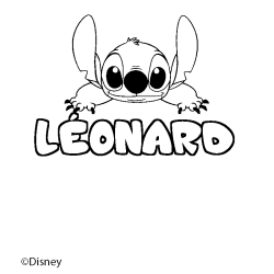 Coloriage pr&eacute;nom L&Eacute;ONARD - d&eacute;cor Stitch