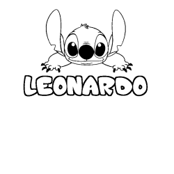 Coloriage prénom LEONARDO - décor Stitch