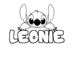 Coloriage prénom LEONIE - décor Stitch