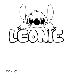 Coloriage pr&eacute;nom LEONIE - d&eacute;cor Stitch