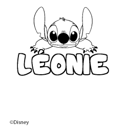 Coloriage pr&eacute;nom L&Eacute;ONIE - d&eacute;cor Stitch
