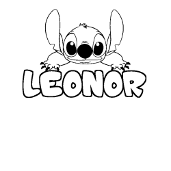 Coloriage prénom LEONOR - décor Stitch