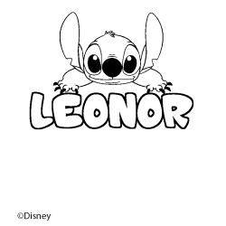 Coloriage pr&eacute;nom LEONOR - d&eacute;cor Stitch