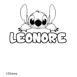 Coloriage pr&eacute;nom LEONORE - d&eacute;cor Stitch