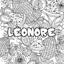 Coloriage prénom LÉONORE - décor Mandala fruits