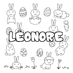 Coloriage pr&eacute;nom L&Eacute;ONORE - d&eacute;cor Paques