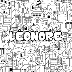 Coloriage pr&eacute;nom L&Eacute;ONORE - d&eacute;cor Ville