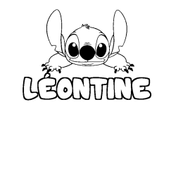 Coloriage prénom LÉONTINE - décor Stitch