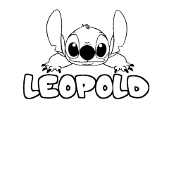 Coloriage prénom LEOPOLD - décor Stitch