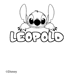 Coloriage pr&eacute;nom LEOPOLD - d&eacute;cor Stitch