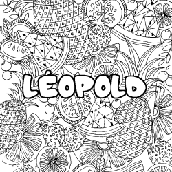 Coloriage pr&eacute;nom L&Eacute;OPOLD - d&eacute;cor Mandala fruits