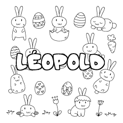 Coloriage pr&eacute;nom L&Eacute;OPOLD - d&eacute;cor Paques