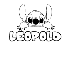 Coloriage prénom LÉOPOLD - décor Stitch