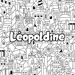 Coloriage prénom Léopoldine - décor Ville