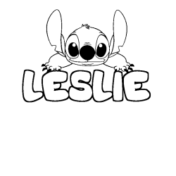 Coloriage prénom LESLIE - décor Stitch