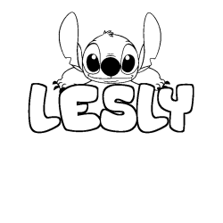 Coloriage prénom LESLY - décor Stitch