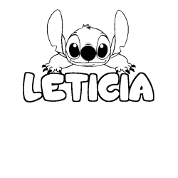 Coloriage prénom LETICIA - décor Stitch