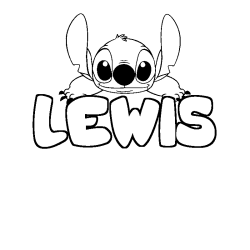 Coloriage prénom LEWIS - décor Stitch