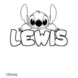 Coloriage pr&eacute;nom LEWIS - d&eacute;cor Stitch