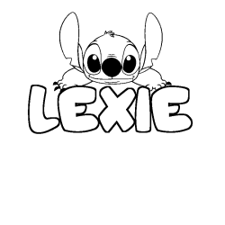 Coloriage prénom LEXIE - décor Stitch