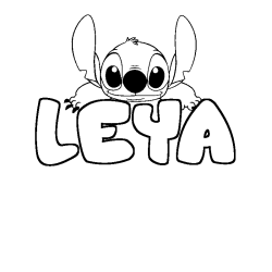 Coloriage prénom LEYA - décor Stitch