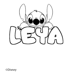 Coloriage pr&eacute;nom LEYA - d&eacute;cor Stitch