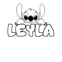 Coloriage prénom LEYLA - décor Stitch