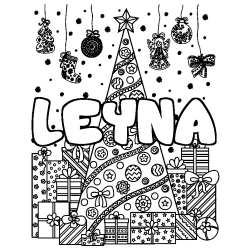 Coloriage LEYNA - d&eacute;cor Sapin et Cadeaux