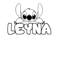 Coloriage prénom LEYNA - décor Stitch