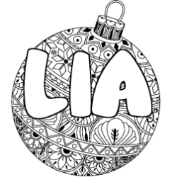 Coloriage pr&eacute;nom LIA - d&eacute;cor Boule de No&euml;l