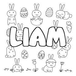 Coloriage pr&eacute;nom LIAM - d&eacute;cor Paques