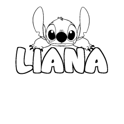Coloriage prénom LIANA - décor Stitch
