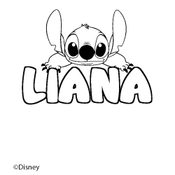 Coloriage pr&eacute;nom LIANA - d&eacute;cor Stitch