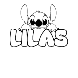 Coloriage prénom LILAS - décor Stitch