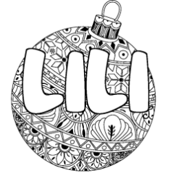 Coloriage pr&eacute;nom LILI - d&eacute;cor Boule de No&euml;l